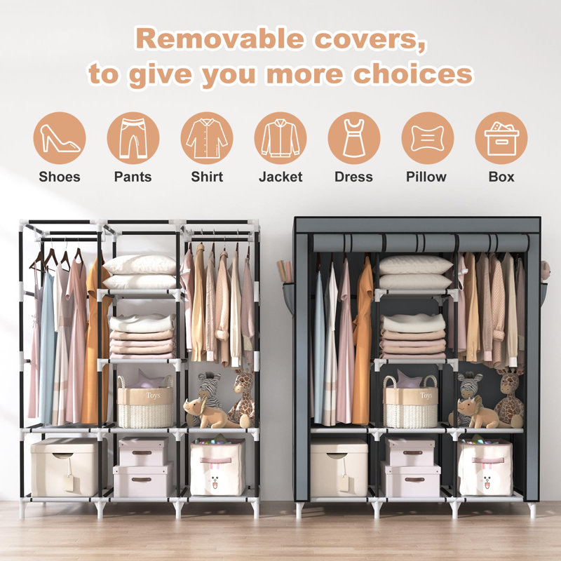 NEW Portable Closet Wardrobe with Shoe deals Rack, Freestanding Portable Closets Rack